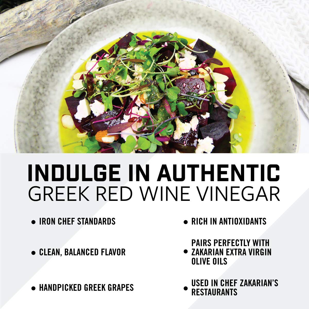 Zakarian: Red Wine Vinegar - Made from Organic Greek Red Grapes - 500 ml - Intense, Refined Flavor - Rich in Antioxidants - Best Served with Extra Virgin Olive Oil on Salads, Seafood and More