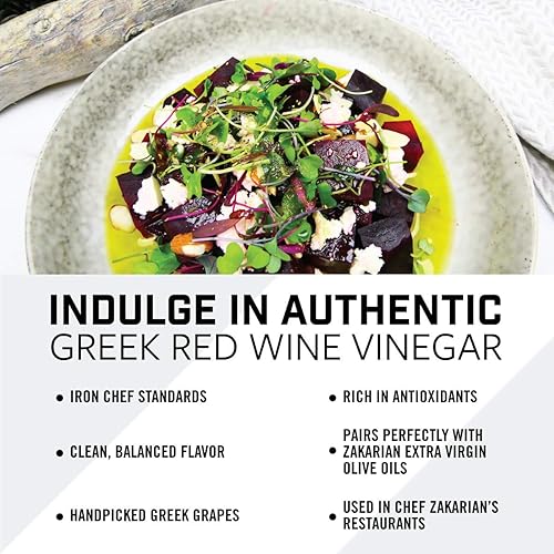 Miniatura 4 de Zakarian: Vinagre de vino tinto - Hecho de uvas rojas griegas orgánicas - 16.9 fl oz - Sabor intenso y refinado - rico en antioxidantes - Mejor