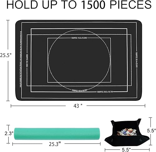 Miniatura 4 de Tapete enrollable para rompecabezas de 2000, 1500, 1000 piezas, bandejas enrollables para guardar para clasificar tablero, hojas de pegamento y