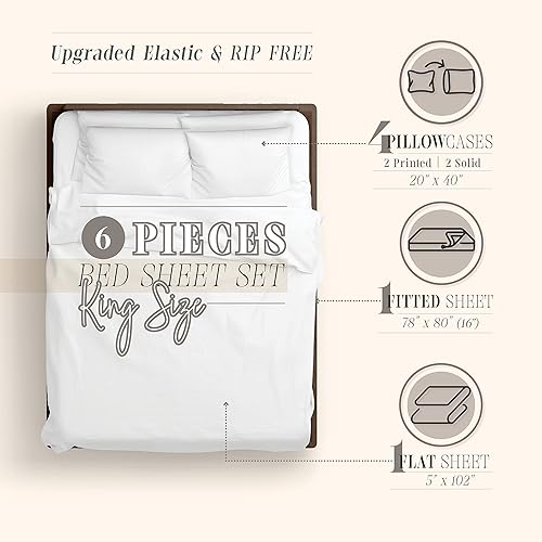 Miniatura 5 de Elegant Comfort Genevieve Cube Collection - Juego de sábanas de 6 piezas, bolsillo profundo de 1500 hilos, resistente a la decoloración, las manchas