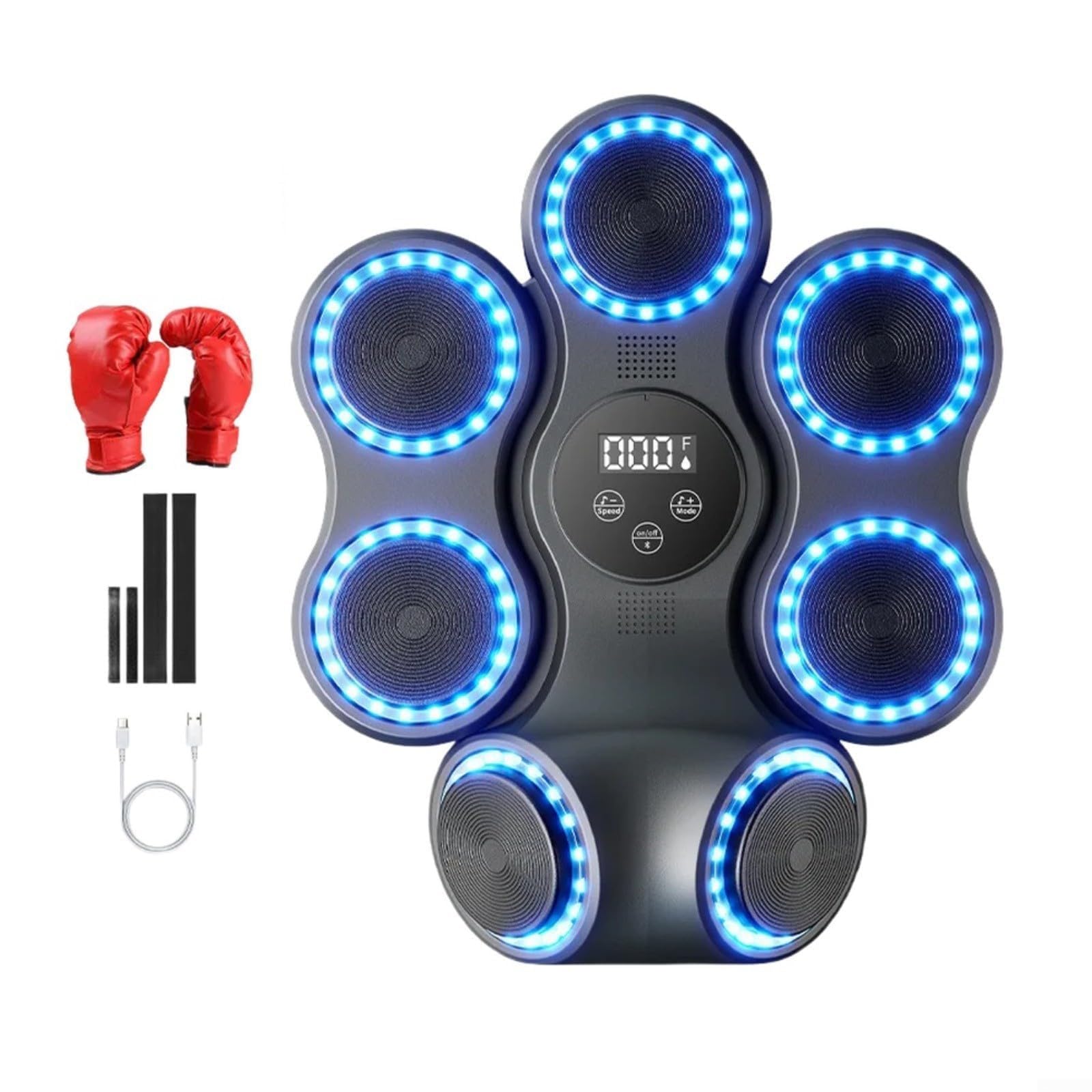 Megatwix Wall Mounted Music Boxing Machine for Adults, Interactive Punching Trainer with Music Playback, Rhythm Lighting and Intelligent Counter, Space-Saving Fitness Equipment,basic model