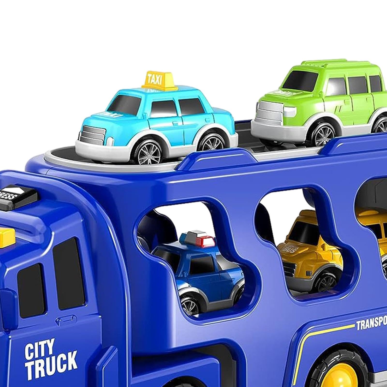 Reibungsbetriebener Spielzeug LKW mit Licht Und Soundeffekten, 7 in 1, für Jungen Und Mädchen, Blau