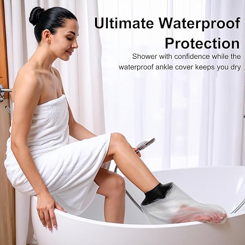 Miniatura 3 de Funda impermeable para pies para ducha para adultos, fundas de pie con parte inferior acolchada antideslizante, protector hermético para tobillos,