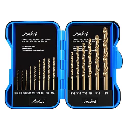 Miniatura 17 de Juego de 99 brocas (1/16"-3/8"), brocas de acero de alta velocidad con revestimiento de titanio, ángulo de 135°, juego de brocas helicoidales