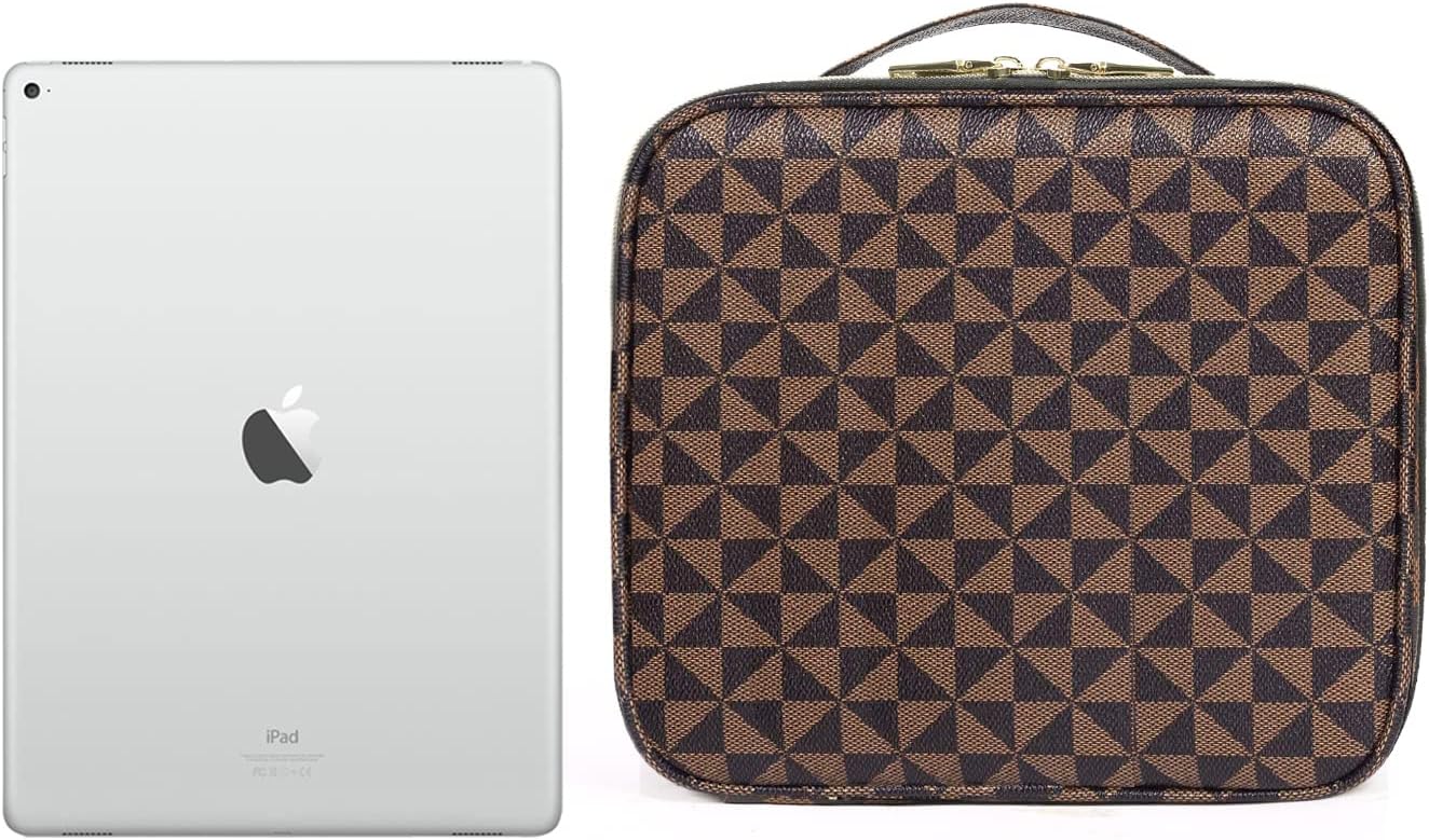 KSOIT Makeup Bag Travel Makeup Organizer Train Case, Cute Portable Cosmetic Bag with Adjustable Dividers for Make Up Brushes Jewelry Toiletry Retro PU Makeup Storage Box for Women Girls, Red : Beauty & Personal Care