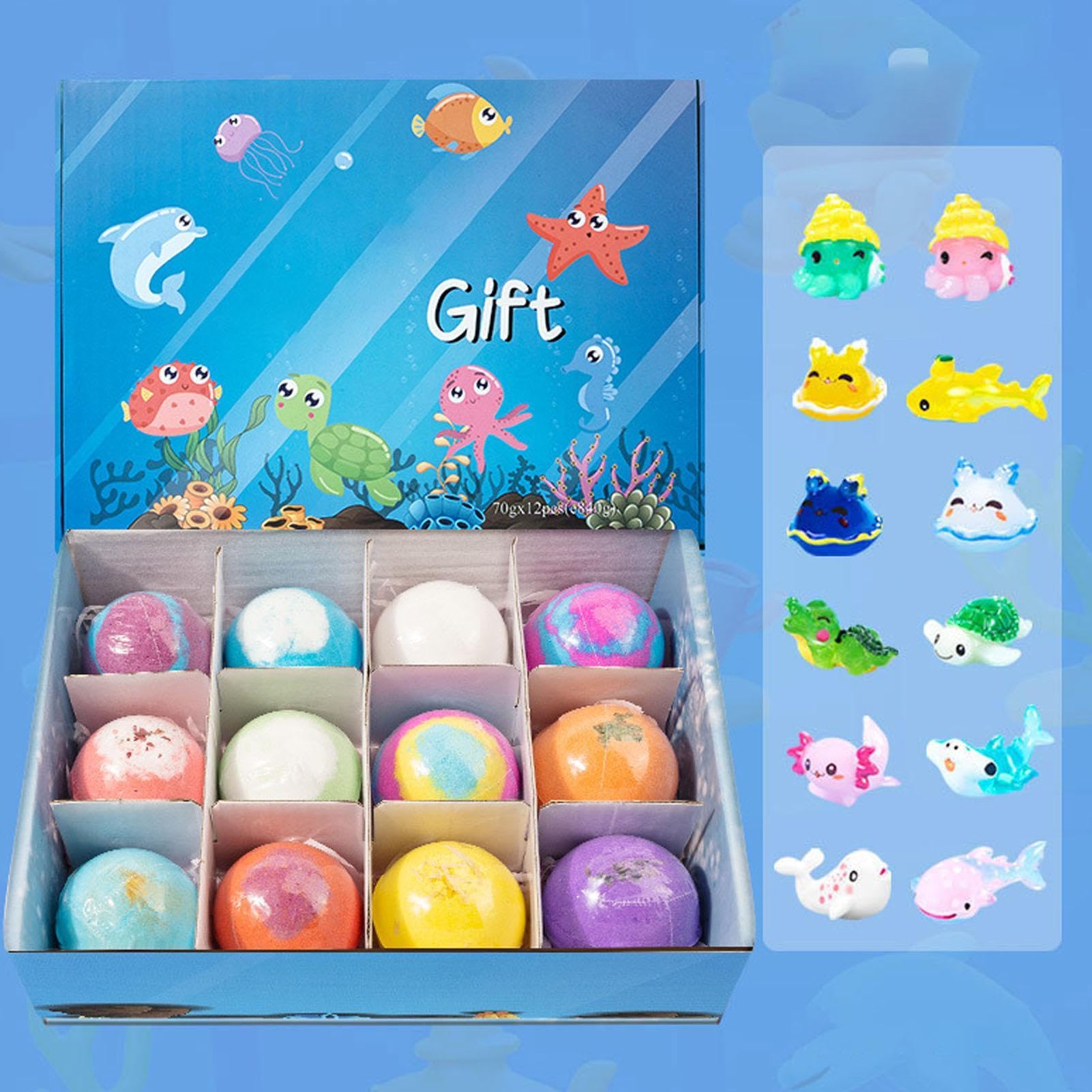 Bombas de Baño Niños con , 24 Bath Bombs Kids, Lindos Animales Bombas de Baño Gaseosas, Novedosos Baños Animales Marinos Terrestres Bombass Sales Juego Juguetes para Regalo Niños