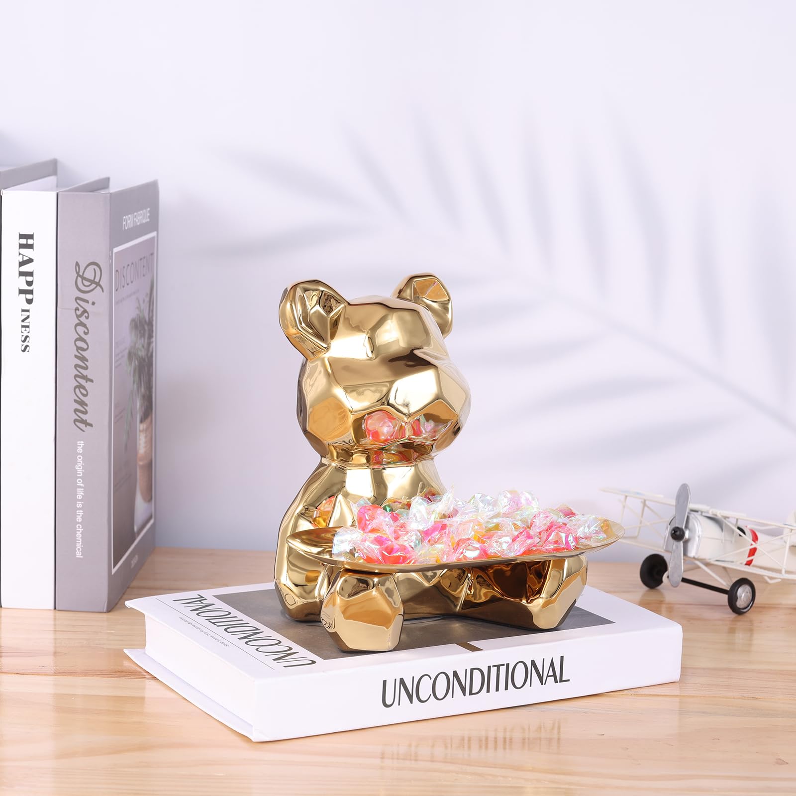 Amazon.co.jp: ZHANYUN セラミックベアトレイ像、クマの彫刻装飾貯金箱