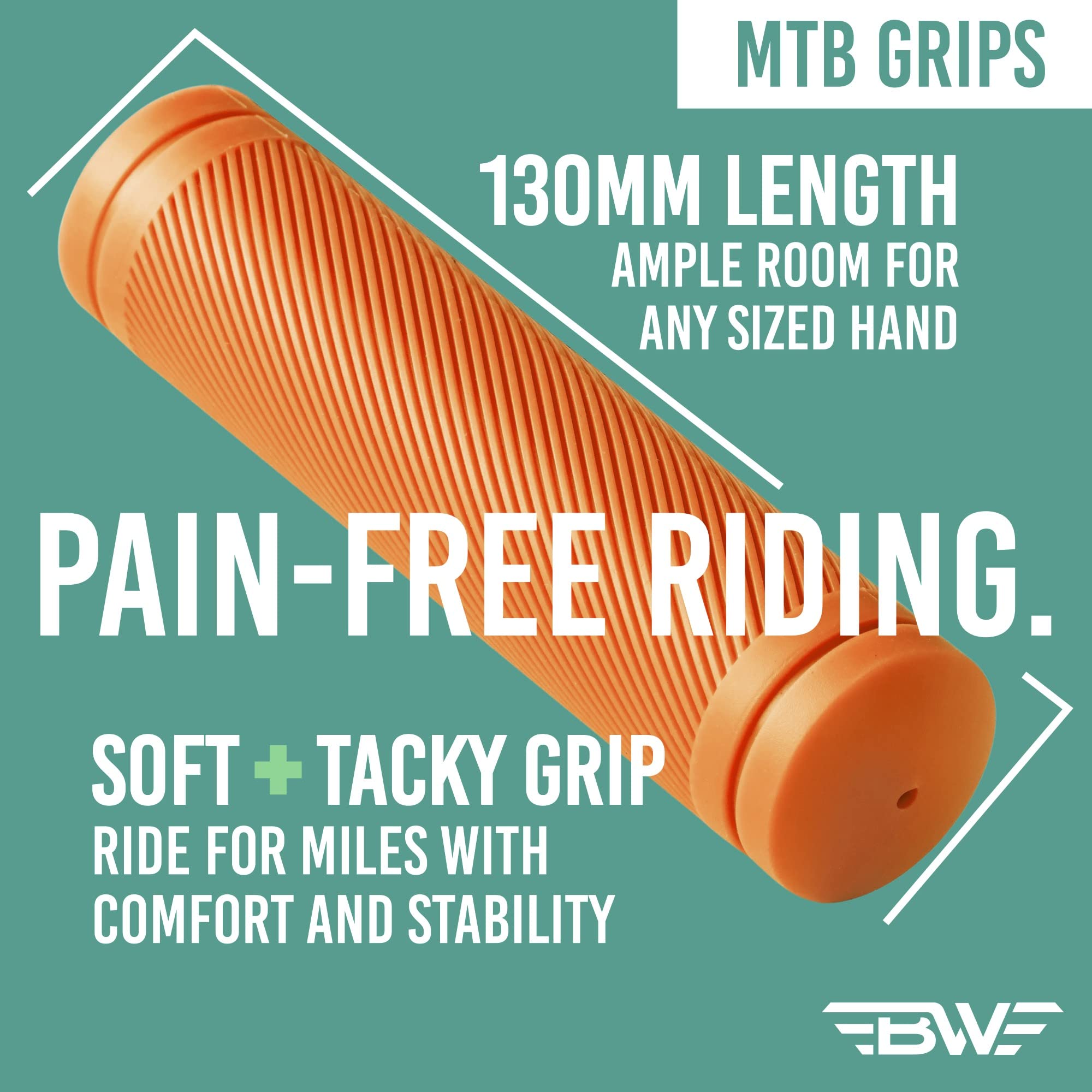 BW MTB Bike Grips Comfortable and Grippy 130mm Bicycle Handlebar Grips