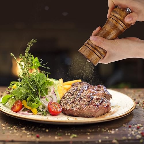 Miniatura 2 de Molinillo de pimienta, molinillo de pimienta de 5 pulgadas, molinillo de pimienta recargable, juego de molinillo de sal y pimienta de roble,