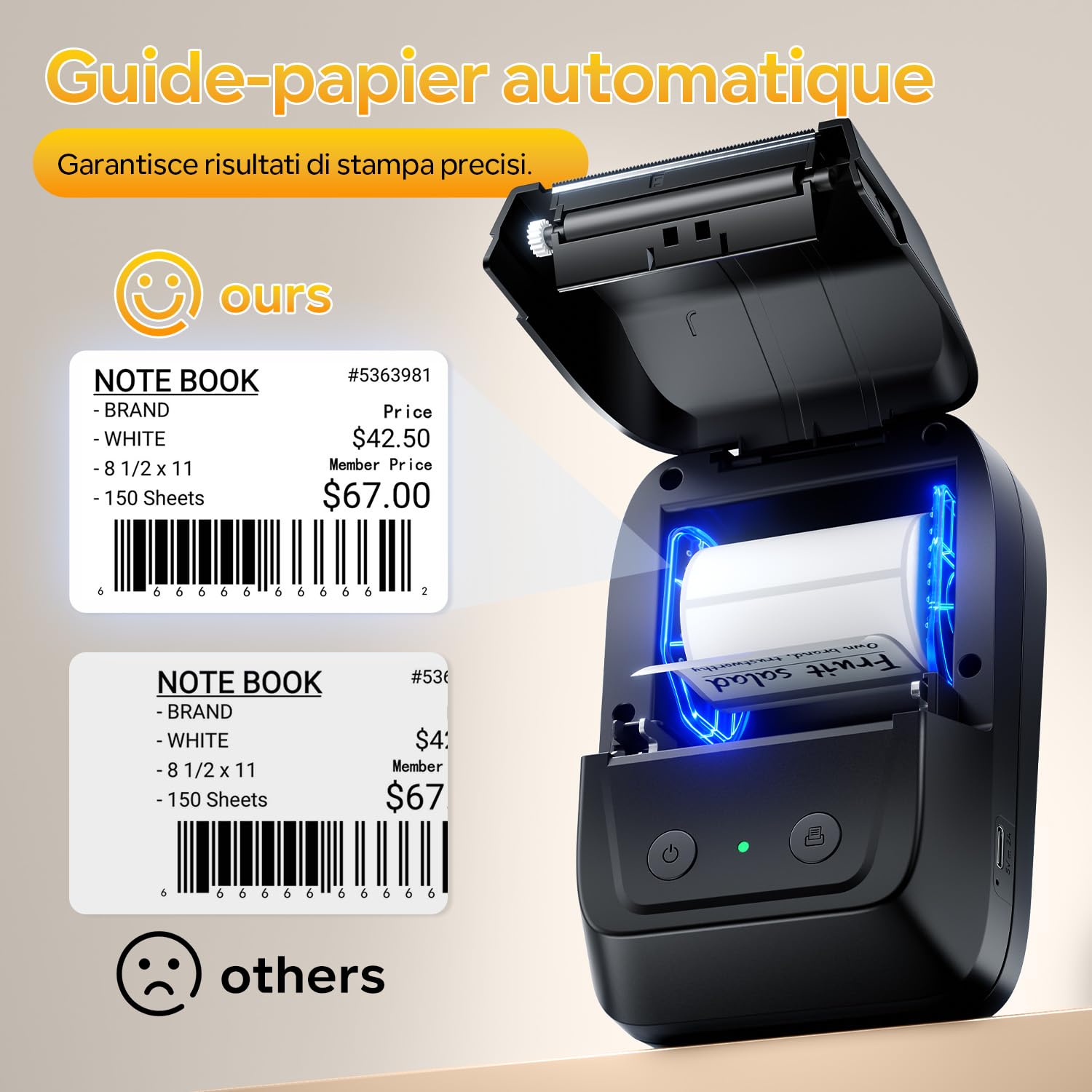 Memoking Étiqueteuse Portable, Etiqueteuse Autocollantes Bluetooth Facile à Utiliser pour Le Bureau, la Maison, Les Affaires Imprimante sans Encre Compatible Téléphones/PC