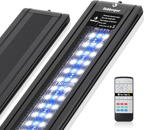 Luz de acuario de 25 W, 247, luz de espectro completo con modo amanecerluz diurnaluz de luna y modo de color DIY y modo de clima, para peces de agua