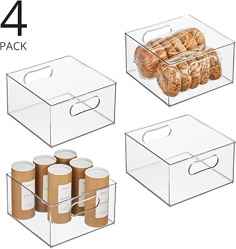 Miniatura 2 de mDesign Contenedor organizador de almacenamiento de cocina apilable de plástico profundo para despensa, gabinete, armario, estantes, refrigerador o