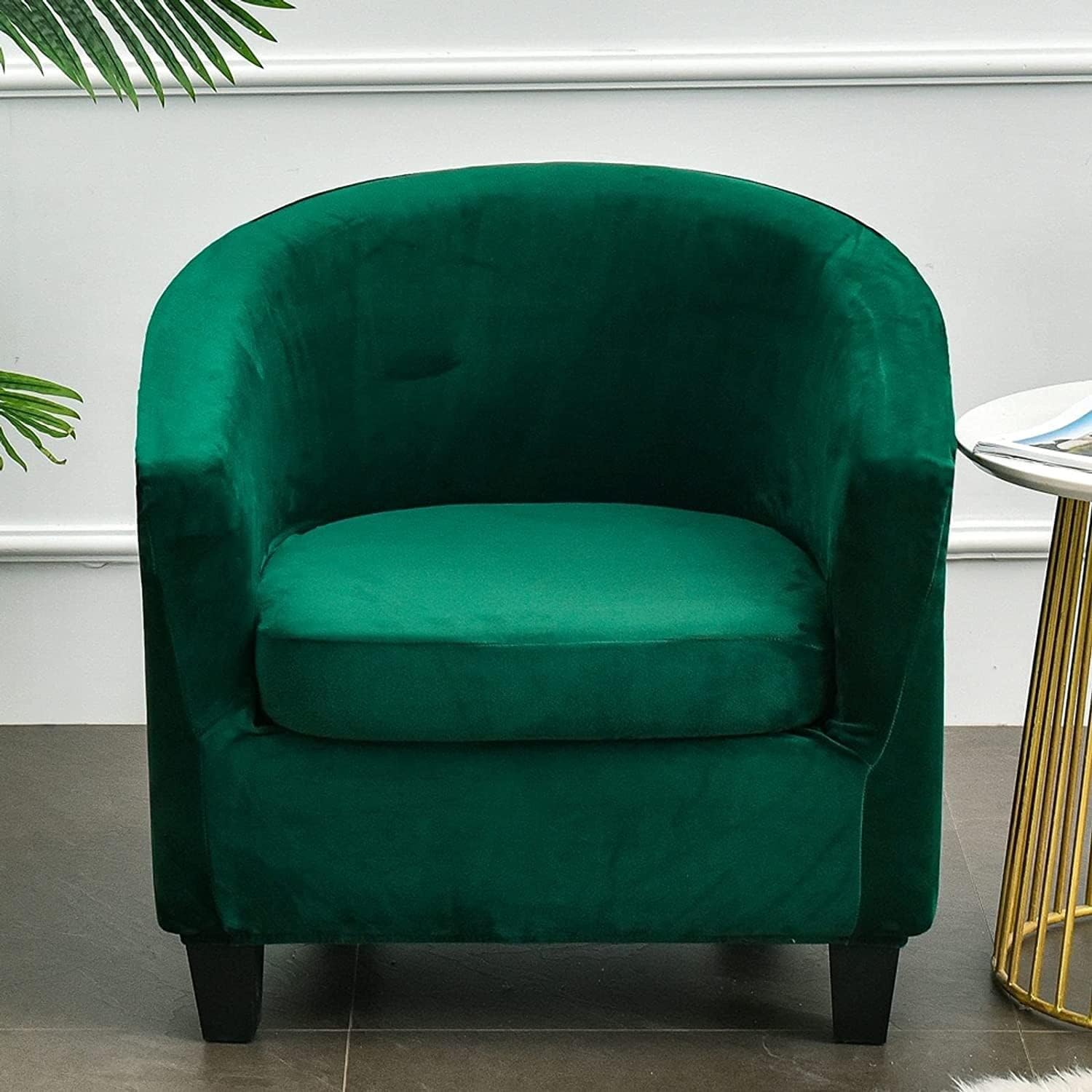 Stretch Armchair Cover Velvet Club Chair Slipcover 2 Piece Tub Chair Cover Furniture Protector Armchair Slipcovers with Elastic Bottom (G 1 PCS)