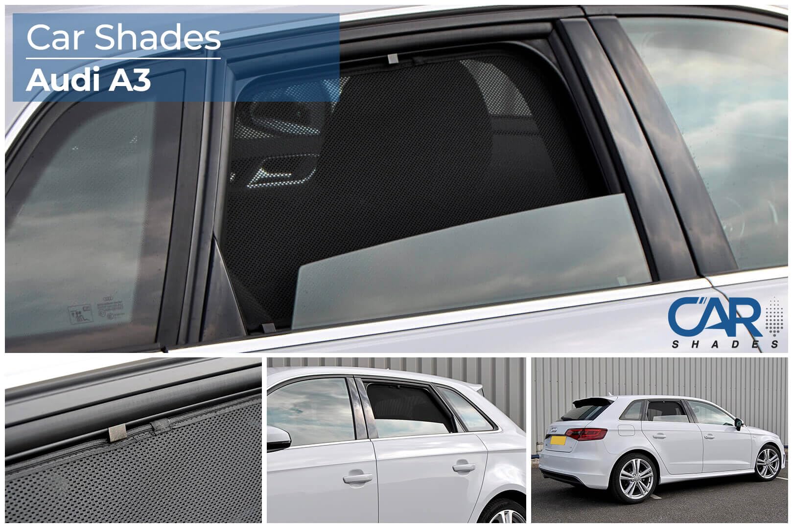 Car Shades Set (Porte Laterali Posteriori) Compatibile con Audi A3 8V 5-Porte 2012-2020 (2-Parti) Tendine Parasole su Misura
