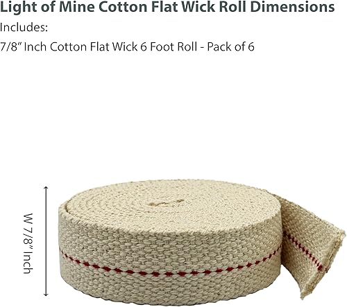 Miniatura 2 de Light of Mine - Rollo de mecha plana 100% algodón de 78 pulgadas para linternas a base de aceite de parafina o queroseno y lámparas de aceite con