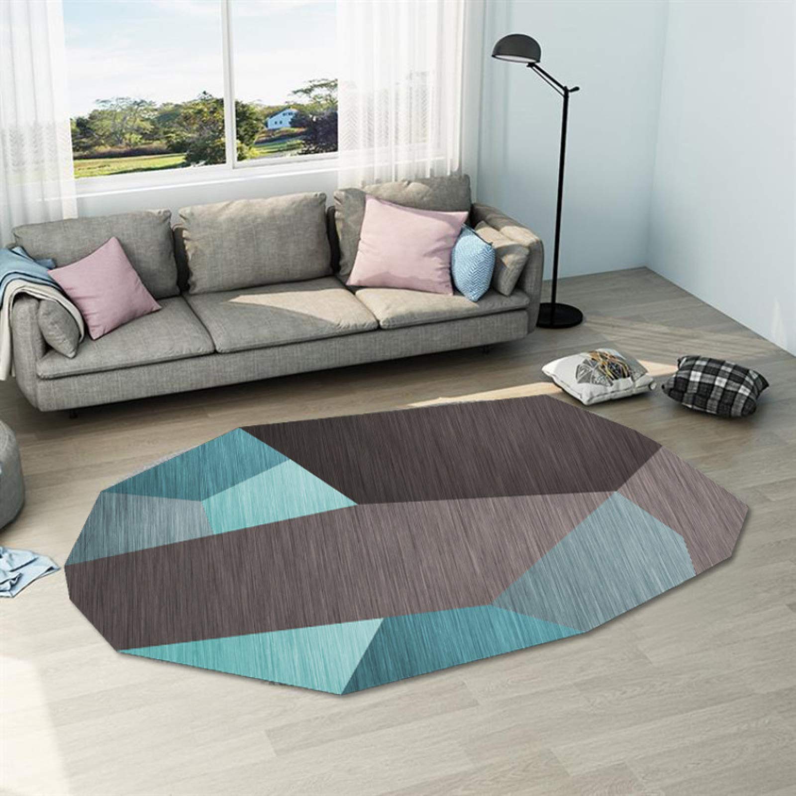 ns HUIPENG Tappeto Rotondo Grande Tappeto Moderno Area Geometrica Comodino Soggiorno Camera da Letto Tappeto Ovale Irregolare Lavabile Antiscivolo Decorazione della Casa 140 * 200cm
