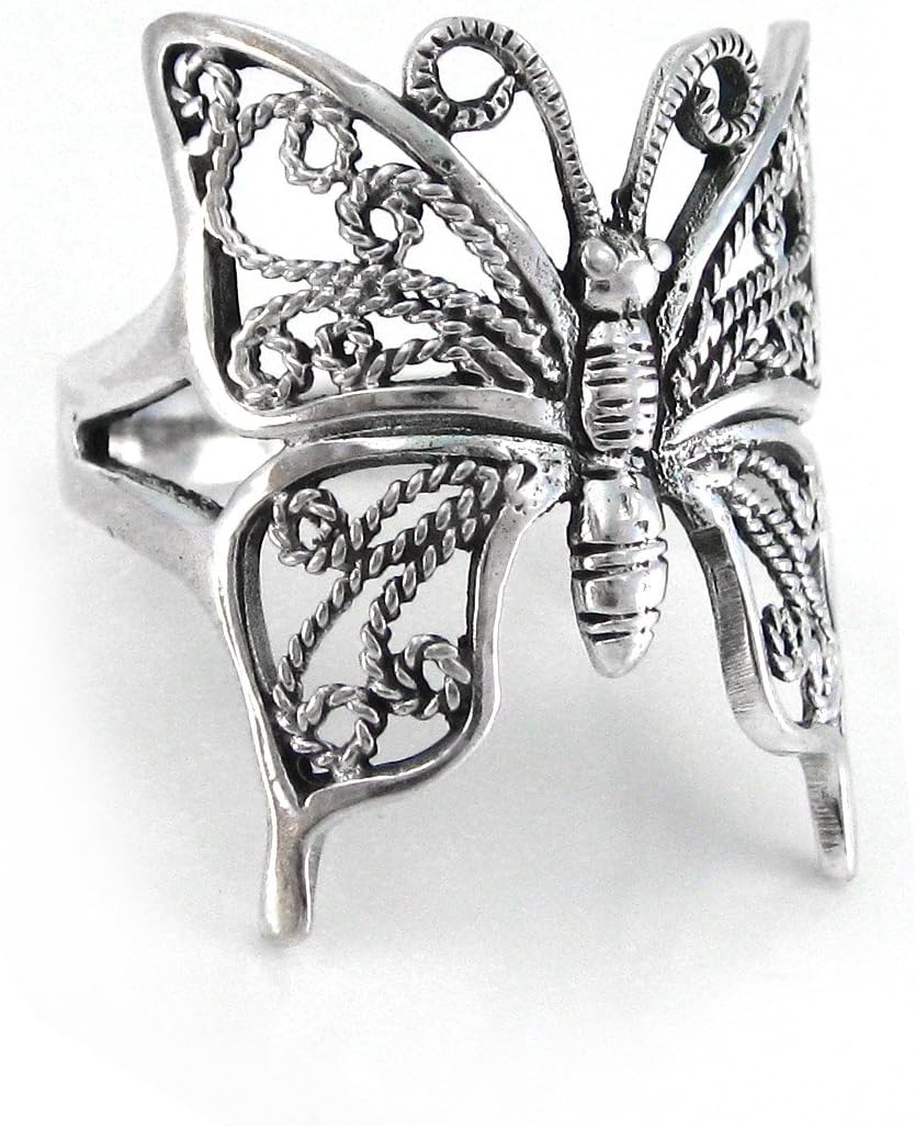 Sterling Silver Filigree Butterfly Ring, Size 8