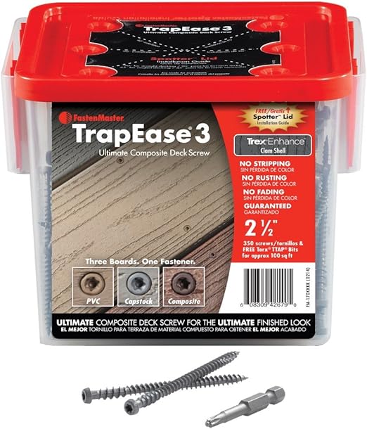 Shop TrapEase 3 Pebble Grey 21/2" 100 sq ft/pack (350/box) Trex Screw at Frogale Lumber Supply