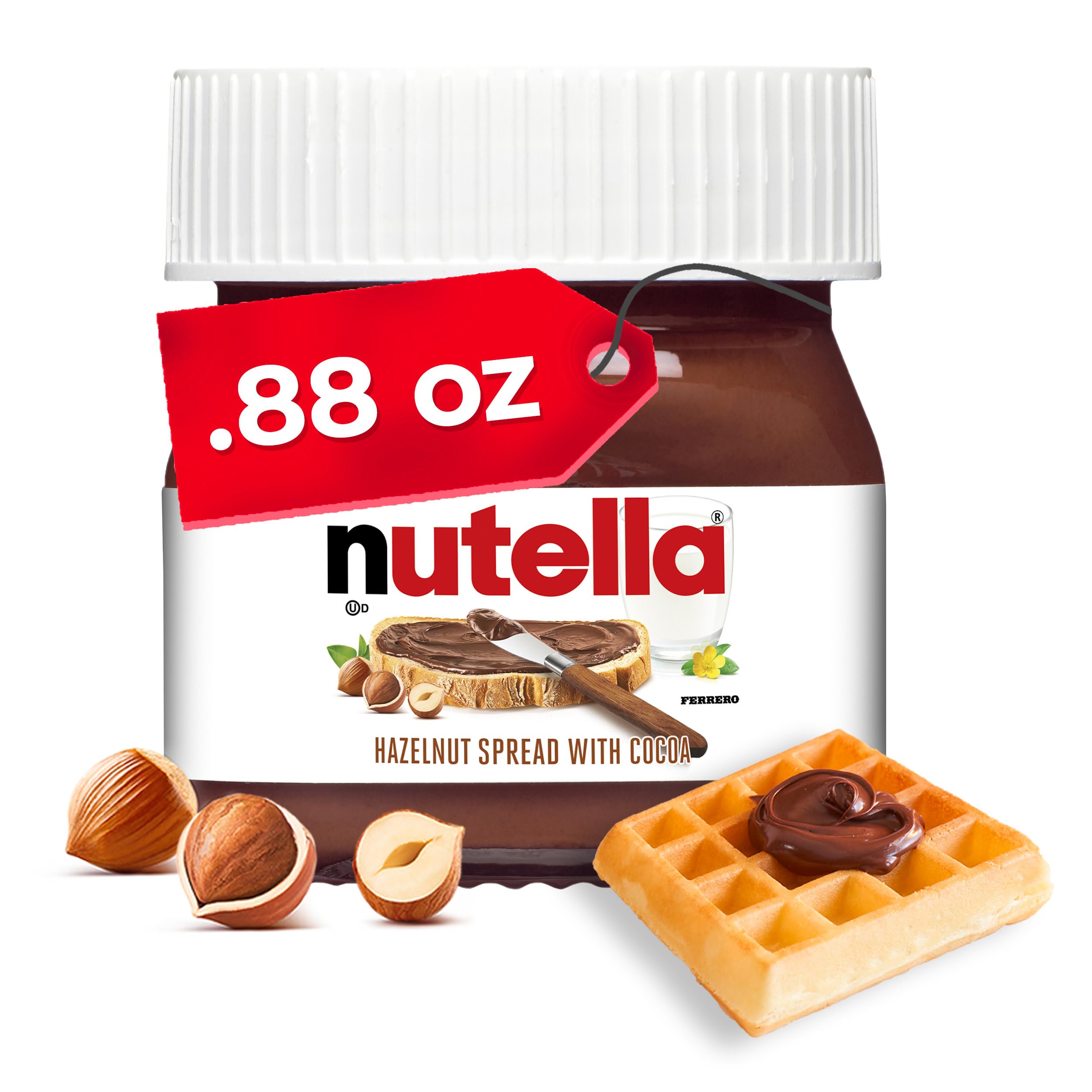 Nutella Creamy Hazelnut Spread with Cocoa, 0.88 oz | Nutella spread is a breakfast favorite for toast and pancakes, on desserts and with snacks