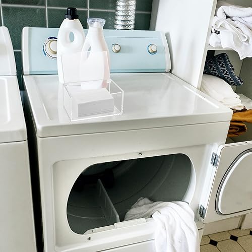 Miniatura 6 de Maitys 2 piezas de soporte de hojas de secado acrílico para lavandería, dispensador de hojas de secadora transparente con tapa, hojas suavizantes de