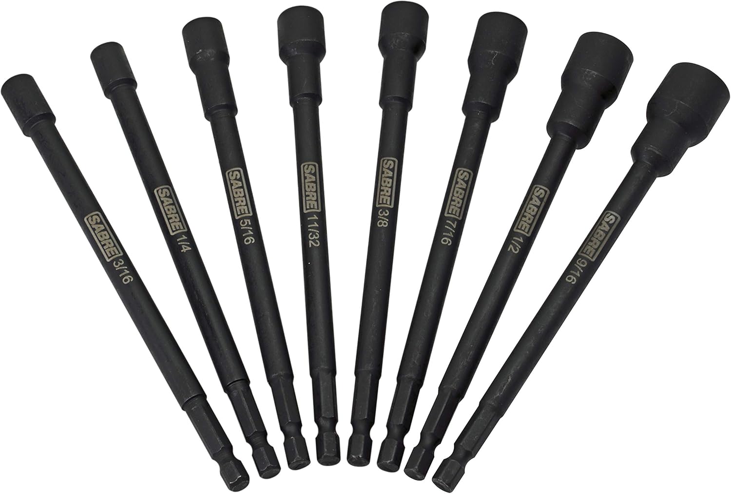 8 Piece SAE Impact Magnetic Nut Driver Set – 6 Inch Length, 1/4 Inch Hex Shank, Magnetic Socket Tip (8 Piece SAE Set)