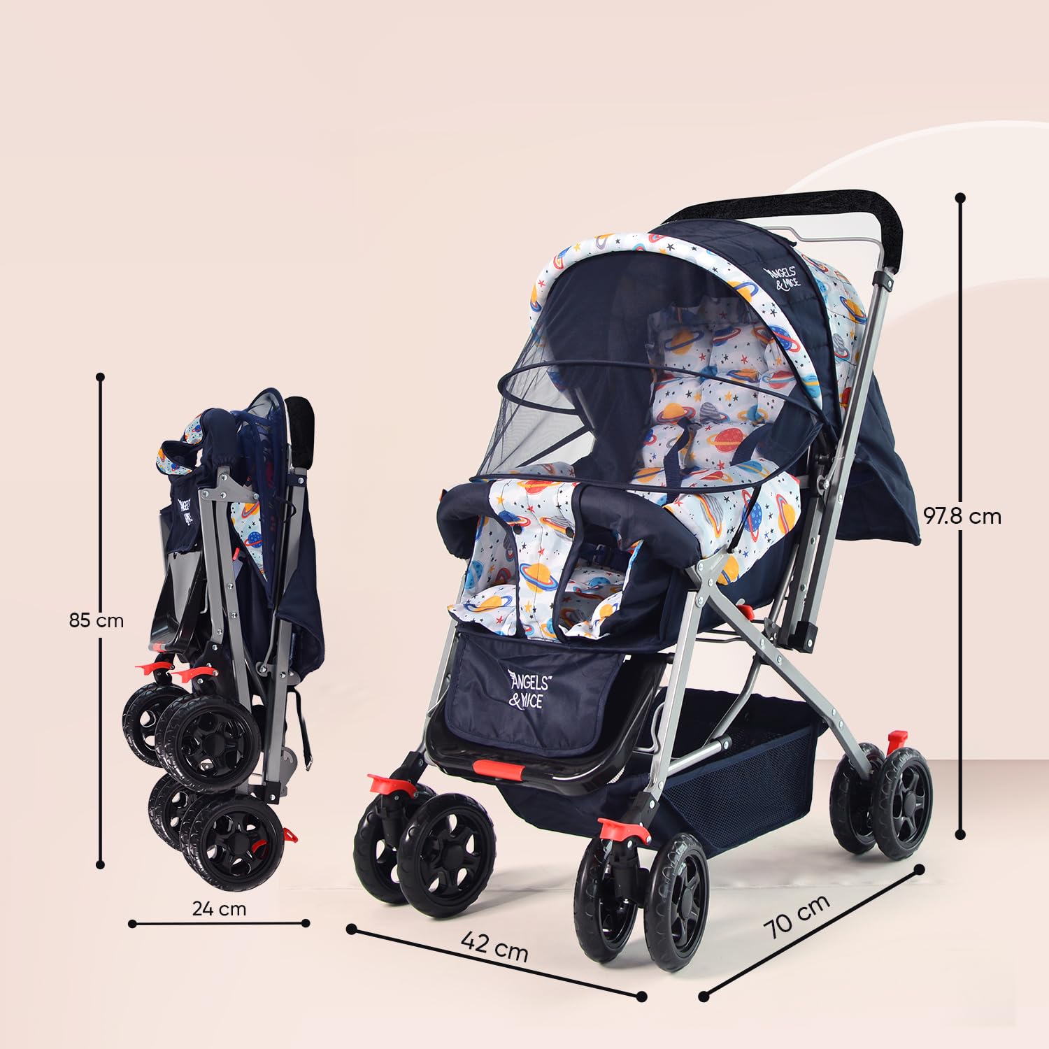 Angels & Mice Wonder Cruise Stroller - Blue -5