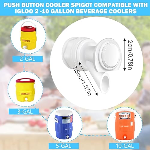 Miniatura 2 de 5 piezas de repuesto de espiga de agua con botón pulsador, grifo de agua reutilizable compatible con enfriador de agua Igloo de 2, 3, 5 y 10