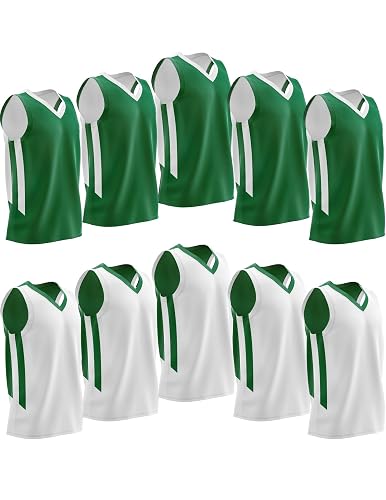 10-Pack Men's Reversible Custom Basketball Jerseys, Mesh Athletic Sleeveless Shirts