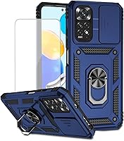 Vista 11 de Funda para Redmi Note 11 (4G)/Redmi Note 11S con protector de pantalla de vidrio templado y cubierta de cámara deslizante, anillo magnético Soporte