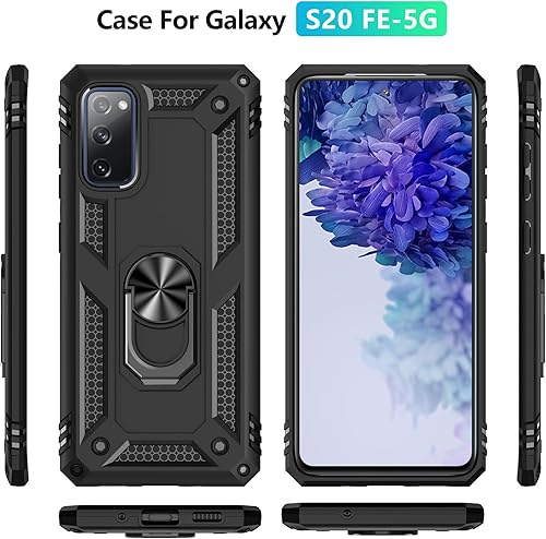 Miniatura 5 de Funda para Samsung Galaxy S20 FE, Galaxy S20 FE 5G con protector de pantalla HD, fundas protectoras de grado militar con anillo para Samsung Galaxy