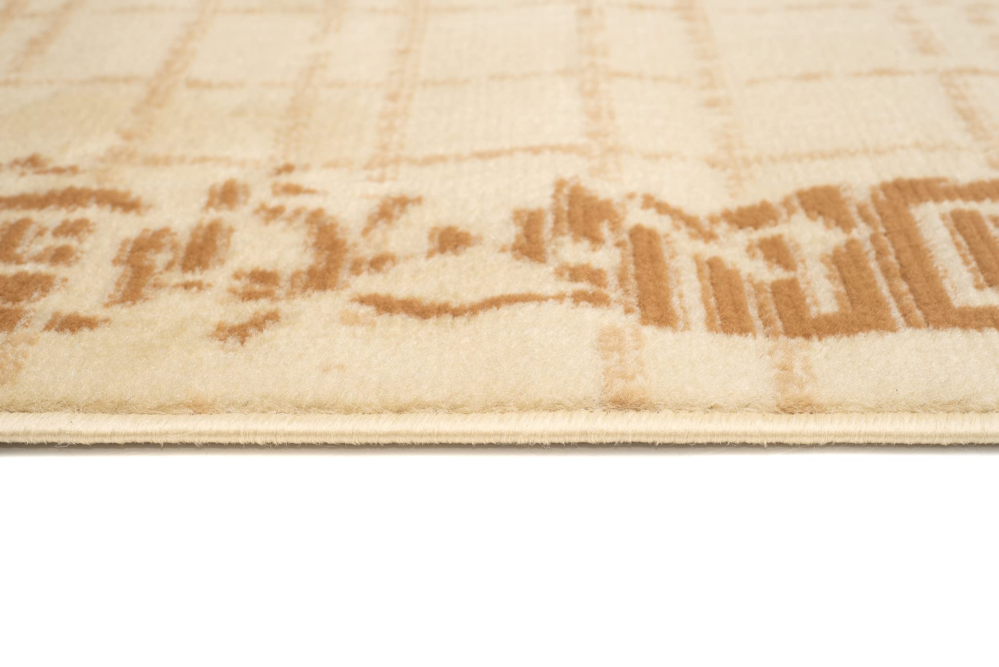 TAPISO Atena Tapis de Salon Chambre Ado Design Moderne Crème Beige Marron Motif Grec Doux Poil Court 140 x 200 cm