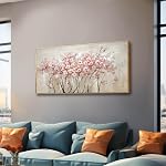 Textured Wall Art- Flower Wall Decor,Plant Pictures Wall Art Posters for Room Pink Wall Decor for Office and Living Room, 24" x 48"