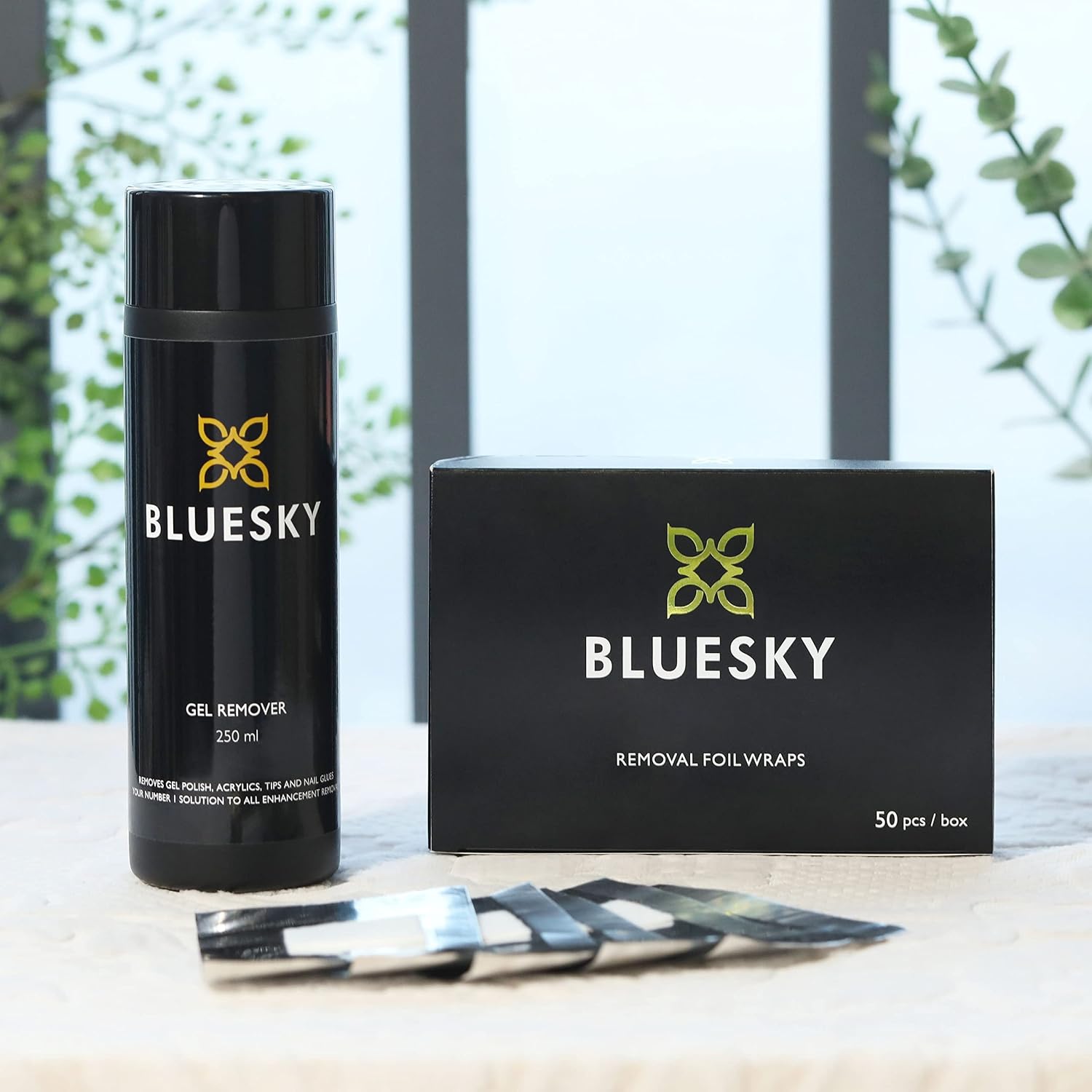Bluesky Gel Polish Removal Kit. Acetone Gel Polish Remover 250ml + Foil Removal Wraps x 50 , with Safflower Oil To Nourish Nails, Soak Off UV/LED Gel Polish in Minutes - Image 3