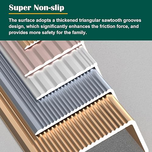 Miniatura 6 de GTPBAO Tiras extra estrechas para bordes de nariz, umbral de transición para piso para esquinas de paredescaleras de madera, largo 41.3 in 45.3 in