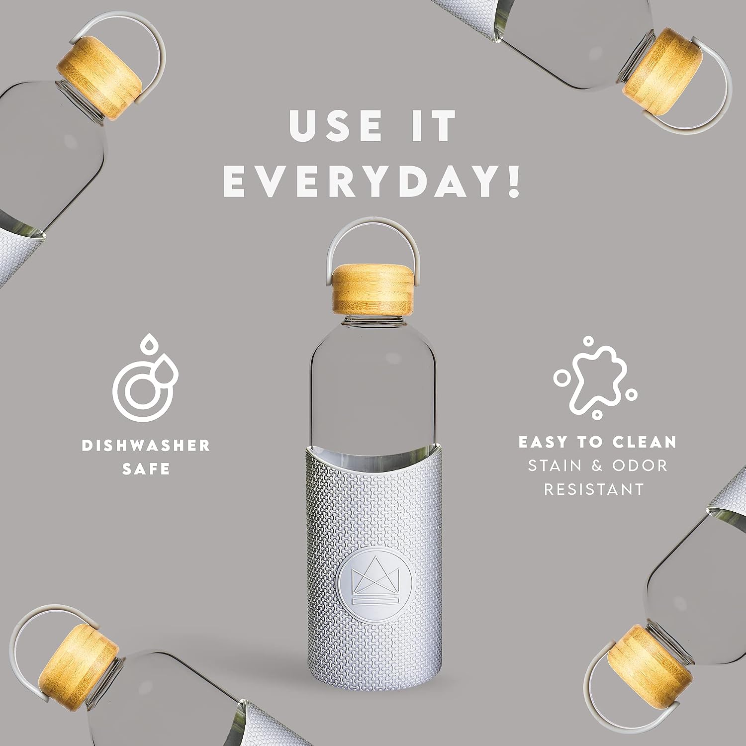Neon Kactus Glass Water Bottle | Reusable Clear Water Bottle Made with Borosilicate Glass | For Hot & Cold Drinks | Durable, Leakproof, Non-Slip & Dishwasher-Safe | Forever Young, 1000ml