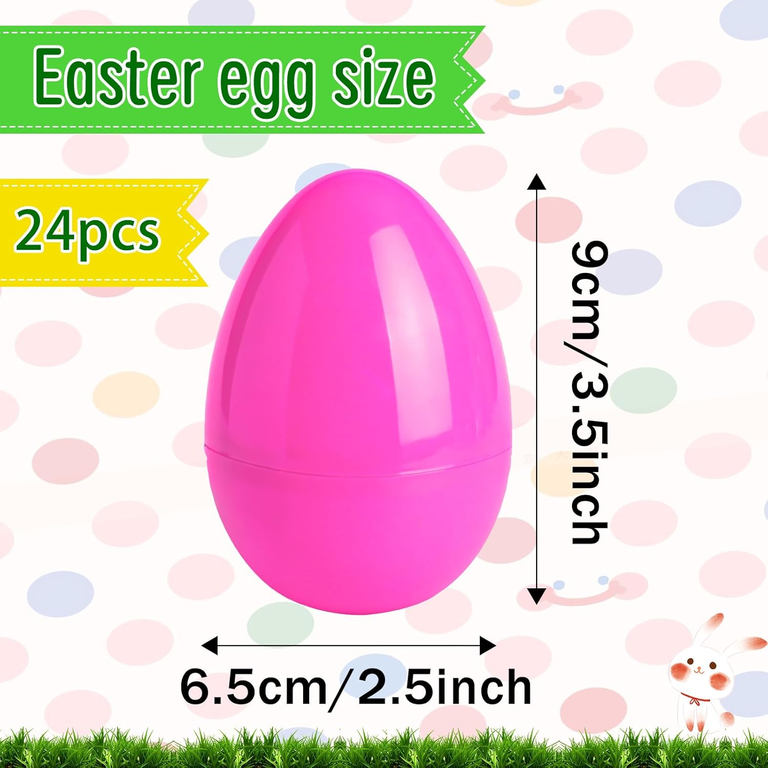 24 Pack Plastic Easter Eggs Large 3.5 Inch Empty Eggs Bulk Fillable for Easter Theme Party Favor Basket Stuffers Holiday Decoration(Pink)