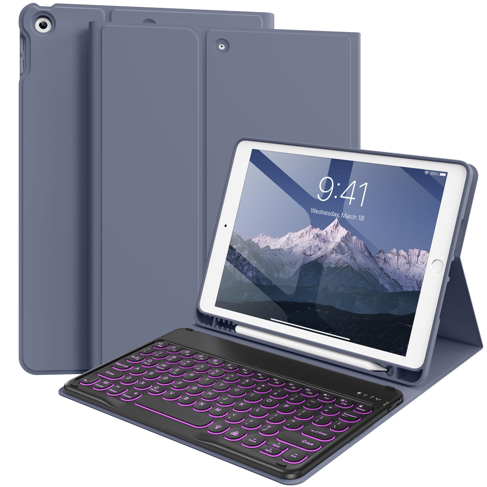 BQDIYOO Keyboard Case for iPad 9th/8th/7th Generation(2021/2020/2019) Detachable Wireless Bluetooth Keyboard Case for 10.2 inch iPad 9/8/7 Cover with
