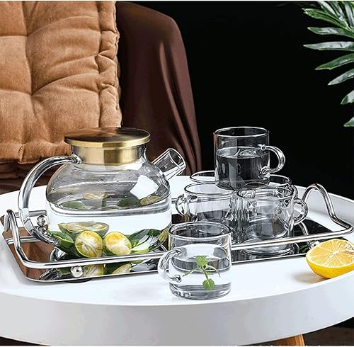 Miniatura 6 de Botella de agua Hervidor Set Taza Tetera de vidrio Tetera para vidrio Frío de gran capacidad Resistente al calor Jugo Jarra de leche