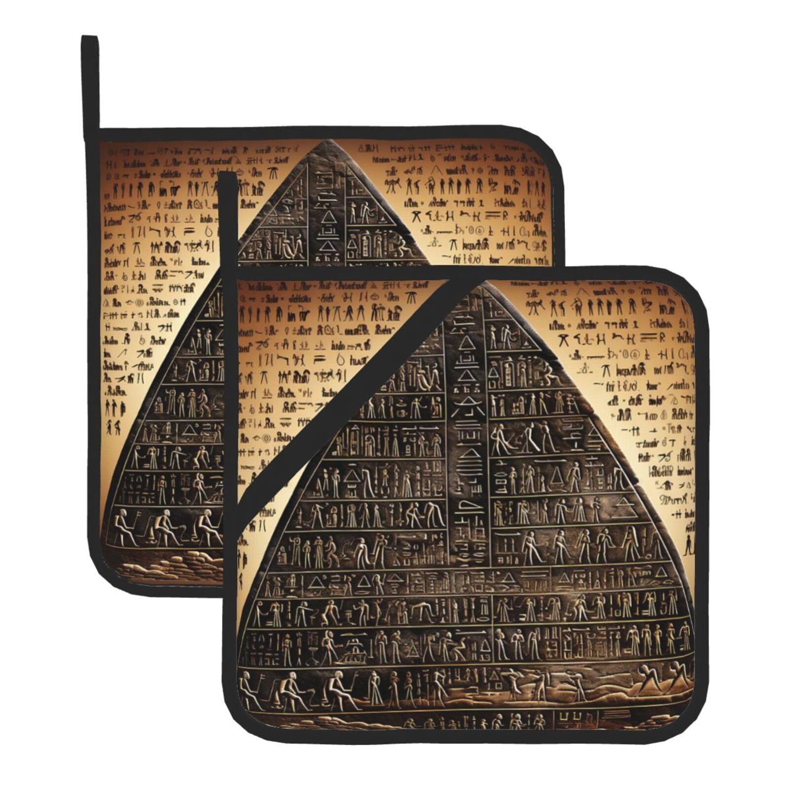 Pot Holders for Kitchen Heat Resistant Hot Pads Ancient Egyptian Hieroglyph Potholders Set of 2 Trivets Non Slip Cotton Lining Home Kitchen Oven Hot Pads for Cooking Baking BBQ Kitchen Accessories