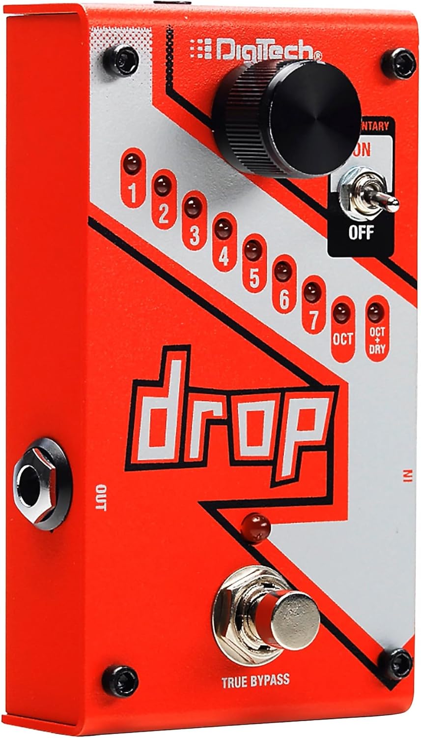 DigiTech DROP Compact Polyphonic Drop Tune Pitch Shift Pedal with Momentary Latch Switching, True Bypass, Instant Tracking, Wah Inspired Tonebird Power Supply, Cable Bundle