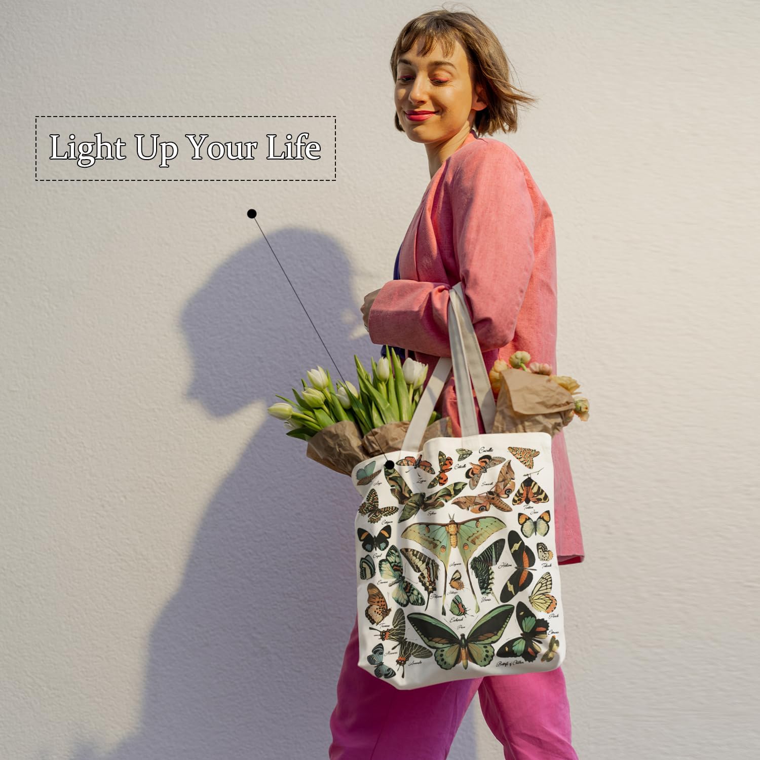 Vintage Moth and Butterfly Tote Bag, Butterfly Gifts for Women Canvas Tote Bags, Moth Gifts, Insect Entomology Gift Reusable Grocery Shopping Bags