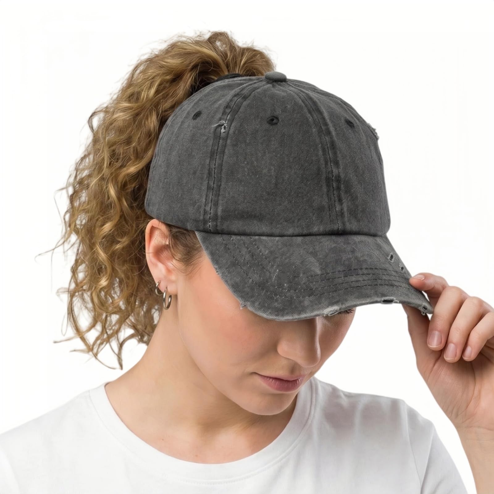ProMindFun Casquette de baseball réglable pour femme et fille, compatible avec queue de cheval et chignon - Motif camouflage