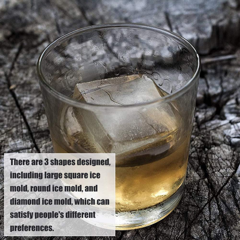 Moule à Glaçons, NALCY 3 Pcs Moule à Glace Sphère, Moules à Glaçon En Forme De Diaman, Machine à Boule à Verre Whisky, Ice Cubes Tray, Bac à Glaçons Silicone, Pour Les