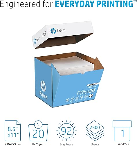 Miniatura 22 de HP Printer Paper Office 20 libras, 8.5 x 11, 1 resma Quickpack