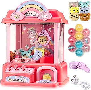 Mini Claw Machine for Kids|Electronic Arcade Game Indoor Toy for Tiny Stuff Small Fun Cool Things|Candy Vending Machine Toy,Unicorn Toys for Girls,Great Birthday Gift for 6 7 8 9 Year Old
