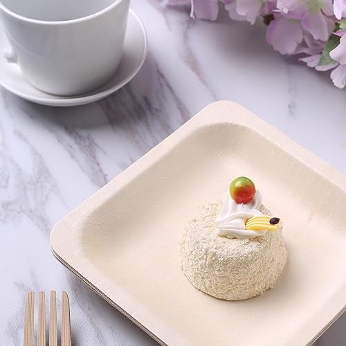 Efavormart - 25 piezas de madera de abedul ecológica, cuadrada, elegante, resistente, platos biodegradables, compostables y libres de productos