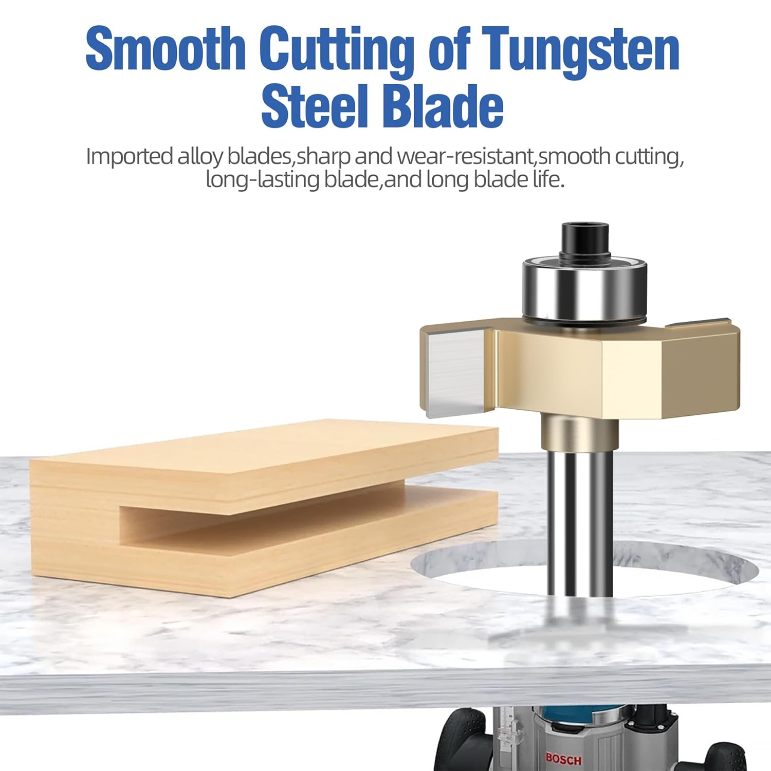 HUHAO Slot Cutter Router Bit, T Type Bit with Bearing, Slot Router Bit Set,1/4" Shank,Cutting Height 5/16" T Trark Bit with Bearing