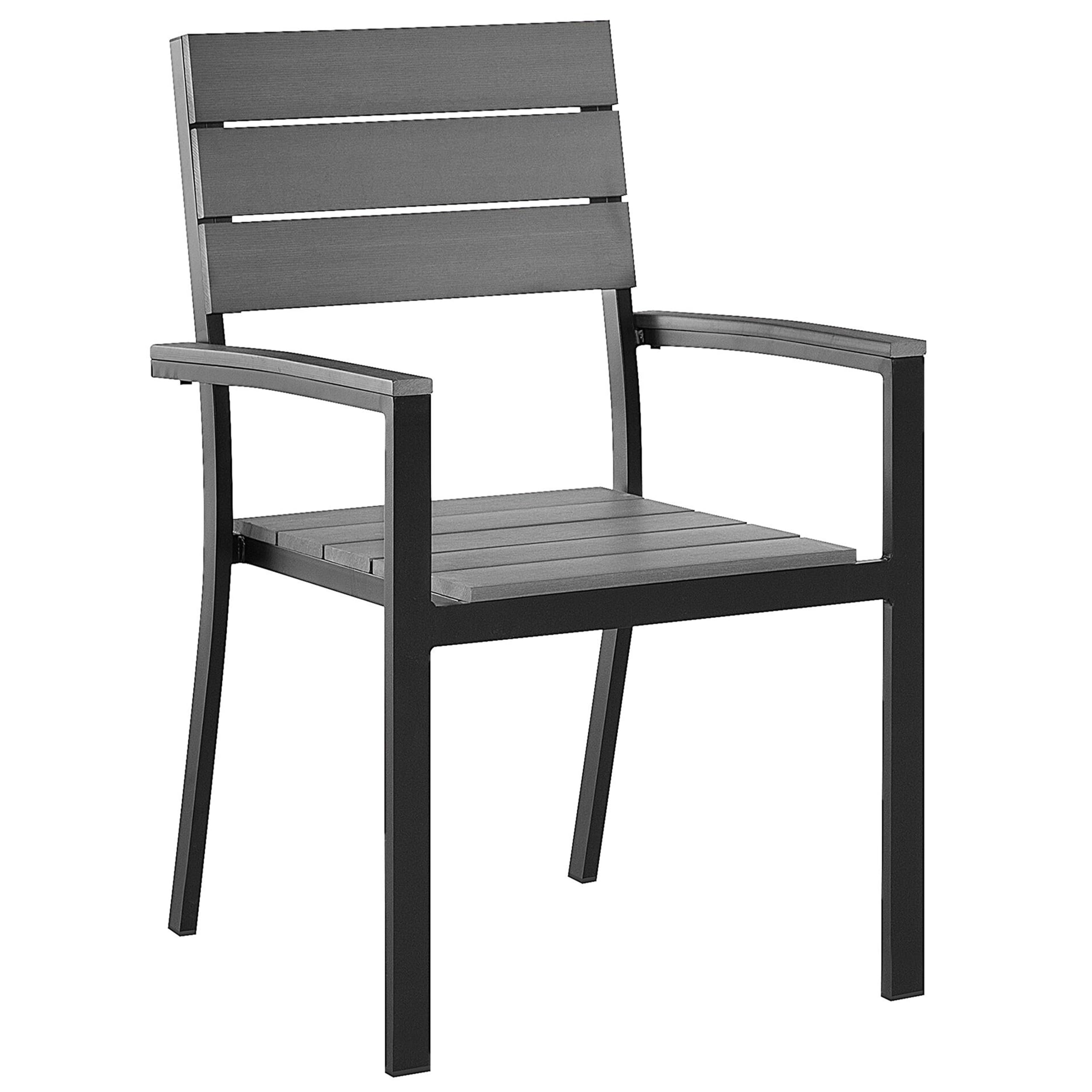 Beliani Gartenmöbel Set 7-teilig Aluminium schwarz Kunstholz grau Tisch 6 Stühle Como