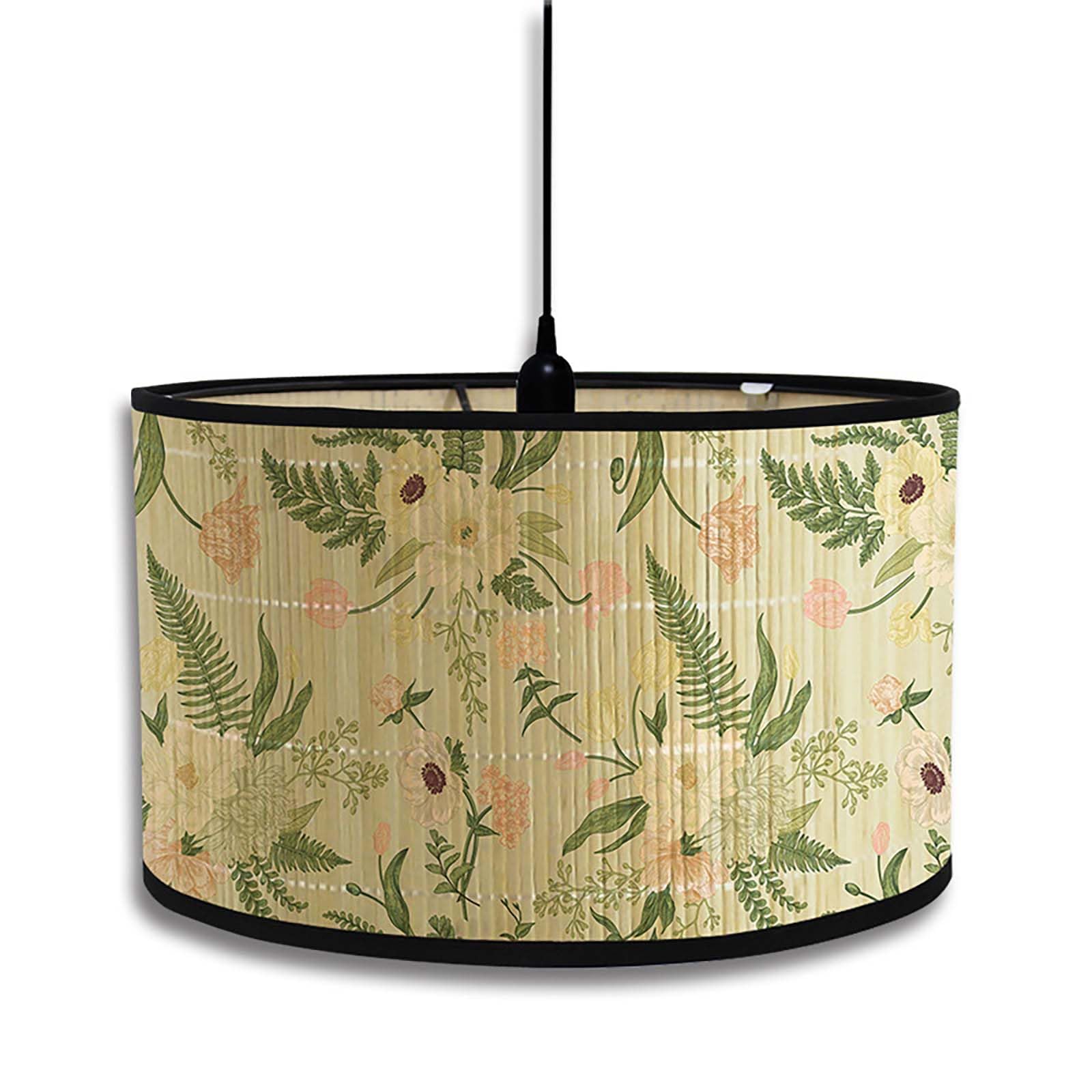 Tebeu88 Style 14 Retro Bamboo Lampshade, Round Drum Shaped Lampshade For Tables Or Chandeliers, Suitable For Simple Ceiling Chandeliers In Living Rooms, Bedrooms, Corridors, And Reading Rooms (Style 14)