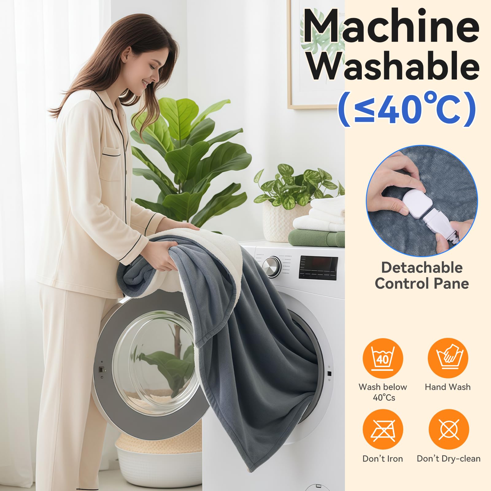 Manta Eléctrica Qoosea 160x130 cm - Apagado Automático 1-9h - 9 Niveles de Calor - Manta Térmica de Felpa Lavable - Protección Sobrec calentamiento - para Cama y Sofá (Gris)